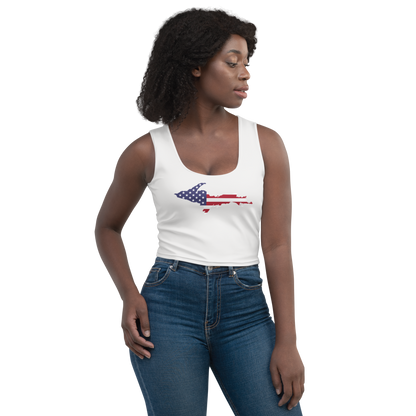 Michigan Upper Peninsula Crop Tank (w/ UP USA Flag) | Birch Bark White