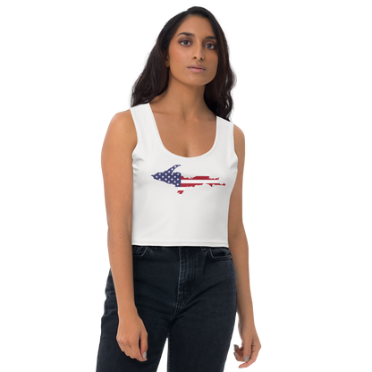 Michigan Upper Peninsula Crop Tank (w/ UP USA Flag) | Birch Bark White