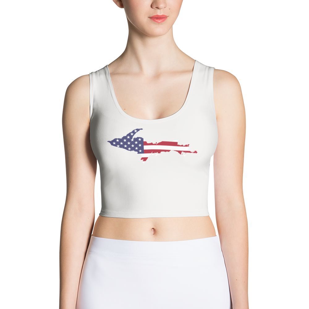 Michigan Upper Peninsula Crop Tank (w/ UP USA Flag) | Birch Bark White