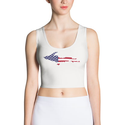 Michigan Upper Peninsula Crop Tank (w/ UP USA Flag) | Birch Bark White