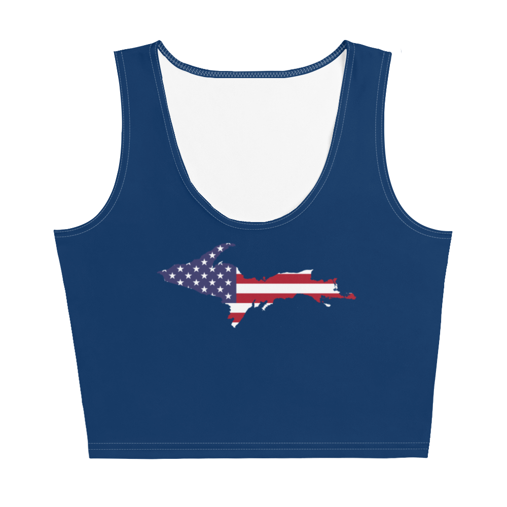 Michigan Upper Peninsula Crop Tank (w/ UP USA Flag) | Old Glory Blue