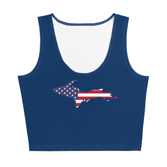 Michigan Upper Peninsula Crop Tank (w/ UP USA Flag) | Old Glory Blue