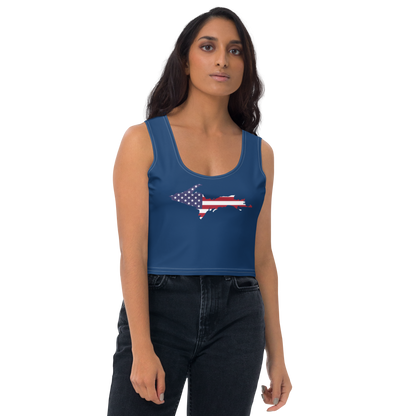 Michigan Upper Peninsula Crop Tank (w/ UP USA Flag) | Old Glory Blue