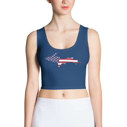 Michigan Upper Peninsula Crop Tank (w/ UP USA Flag) | Old Glory Blue