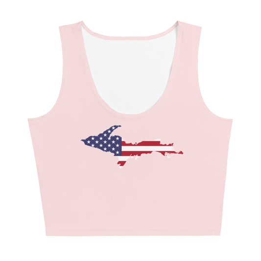 Michigan Upper Peninsula Crop Tank (w/ UP USA Flag) | Pale Pink