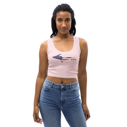 Michigan Upper Peninsula Crop Tank (w/ UP USA Flag) | Pale Pink