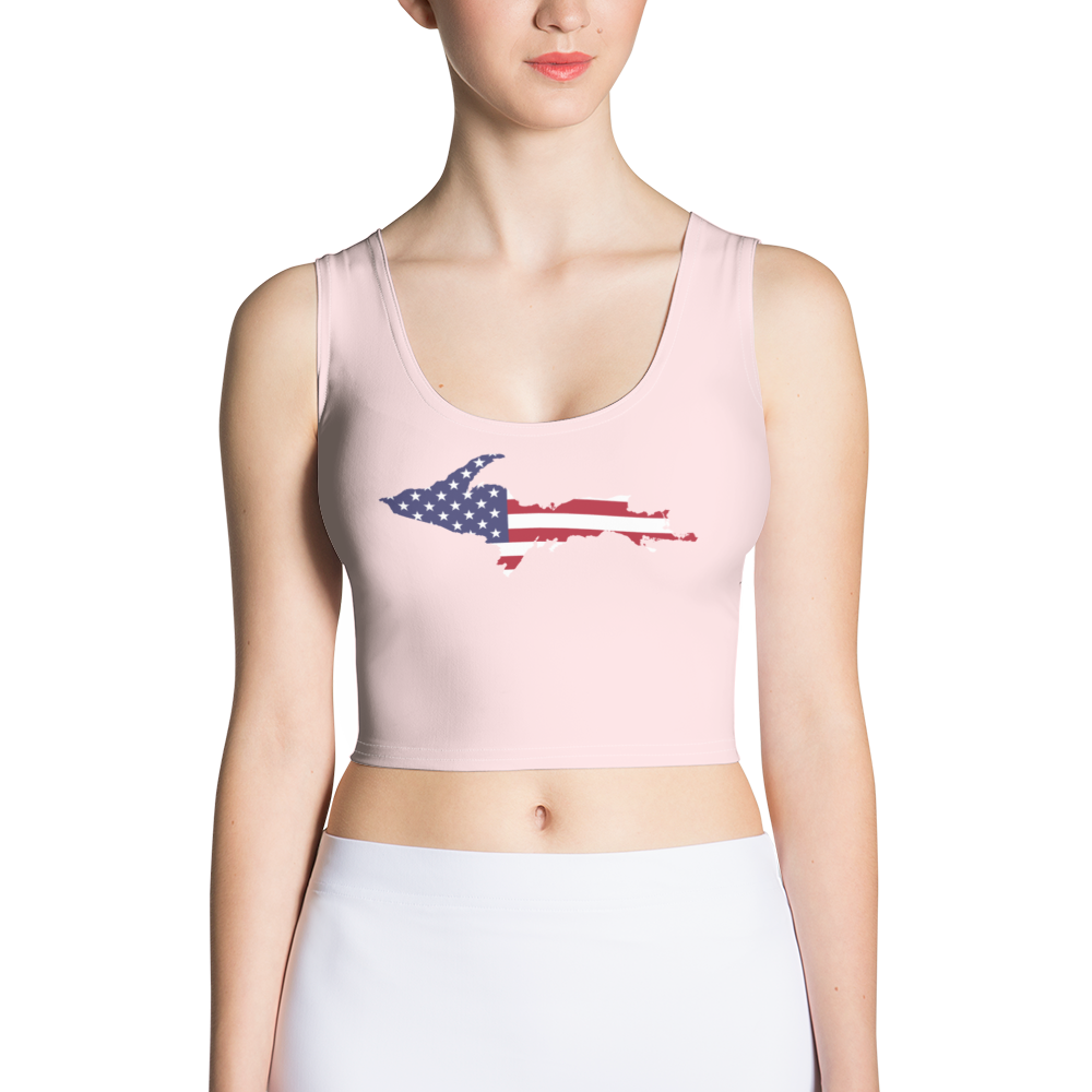 Michigan Upper Peninsula Crop Tank (w/ UP USA Flag) | Pale Pink