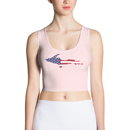 Michigan Upper Peninsula Crop Tank (w/ UP USA Flag) | Pale Pink