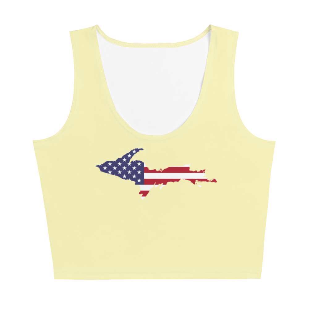 Michigan Upper Peninsula Crop Tank (w/ UP USA Flag) | Canary Yellow