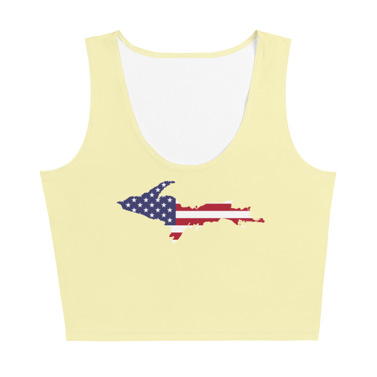 Michigan Upper Peninsula Crop Tank (w/ UP USA Flag) | Canary Yellow