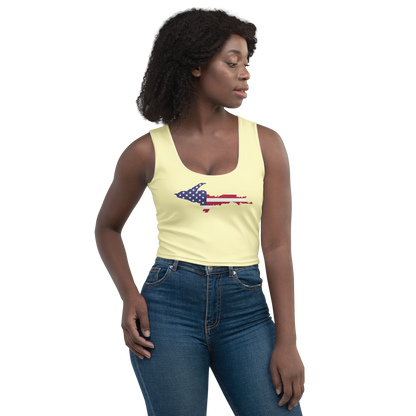 Michigan Upper Peninsula Crop Tank (w/ UP USA Flag) | Canary Yellow