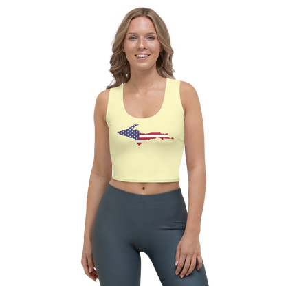 Michigan Upper Peninsula Crop Tank (w/ UP USA Flag) | Canary Yellow