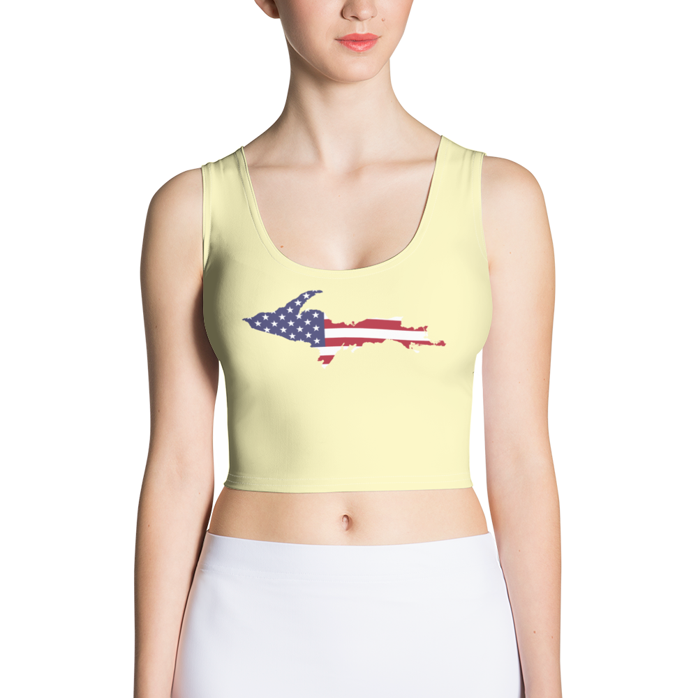 Michigan Upper Peninsula Crop Tank (w/ UP USA Flag) | Canary Yellow