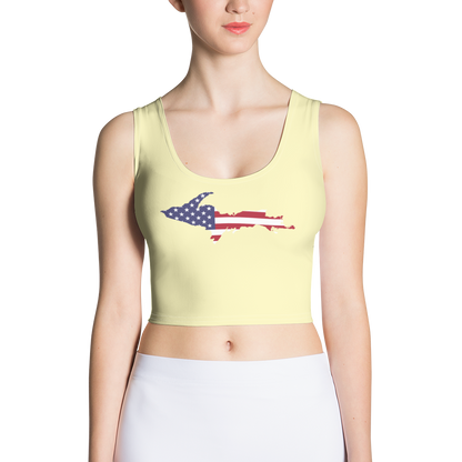 Michigan Upper Peninsula Crop Tank (w/ UP USA Flag) | Canary Yellow