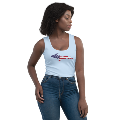 Michigan Upper Peninsula Crop Tank (w/ UP USA Flag) | Light Blue