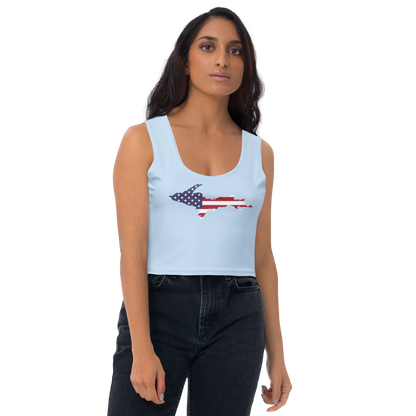 Michigan Upper Peninsula Crop Tank (w/ UP USA Flag) | Light Blue