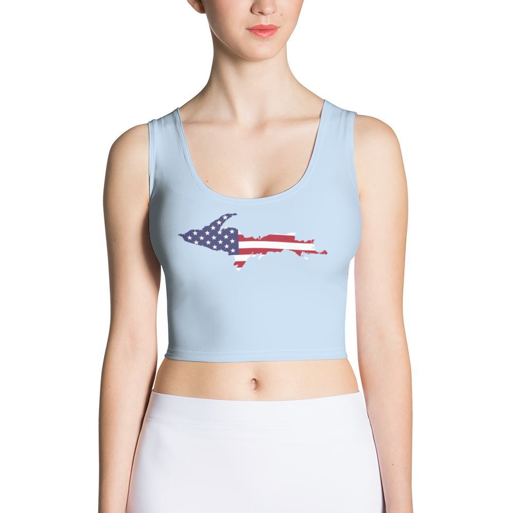 Michigan Upper Peninsula Crop Tank (w/ UP USA Flag) | Light Blue