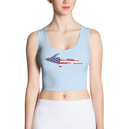 Michigan Upper Peninsula Crop Tank (w/ UP USA Flag) | Light Blue