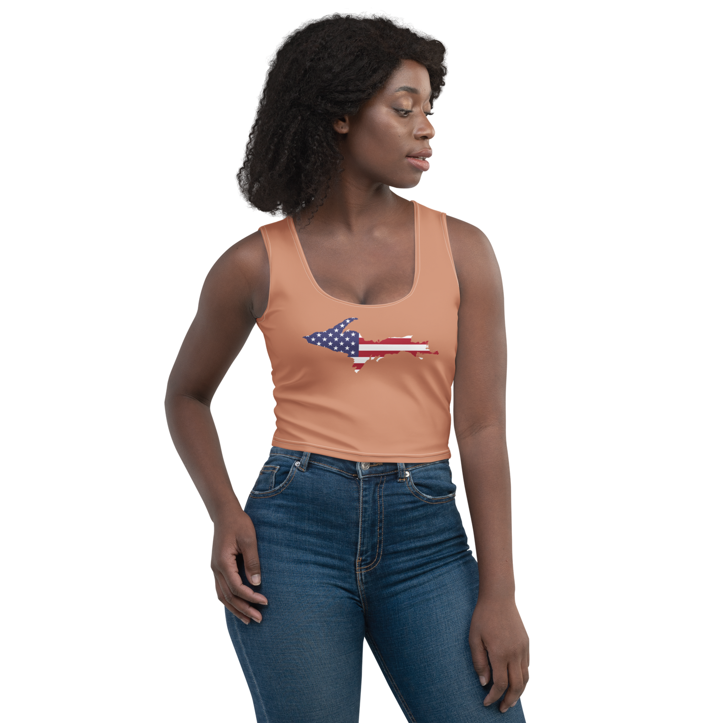 Michigan Upper Peninsula Crop Tank (w/ UP USA Flag) | Copper