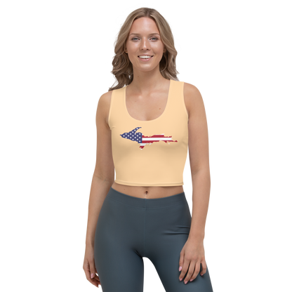 Michigan Upper Peninsula Crop Tank (w/ UP USA Flag) | Pale Apricot