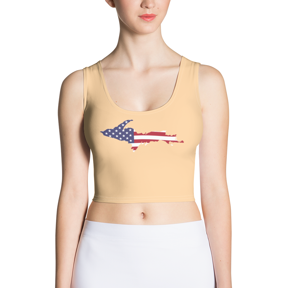 Michigan Upper Peninsula Crop Tank (w/ UP USA Flag) | Pale Apricot