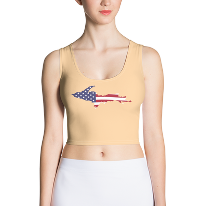 Michigan Upper Peninsula Crop Tank (w/ UP USA Flag) | Pale Apricot