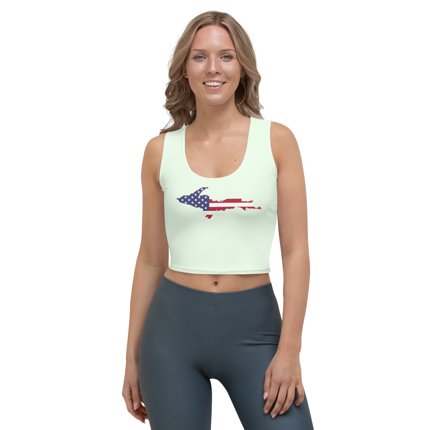 Michigan Upper Peninsula Crop Tank (w/ UP USA Flag) | Dew Green