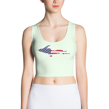 Michigan Upper Peninsula Crop Tank (w/ UP USA Flag) | Dew Green