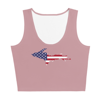 Michigan Upper Peninsula Crop Tank (w/ UP USA Flag) | Cherry Blossom Pink