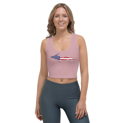 Michigan Upper Peninsula Crop Tank (w/ UP USA Flag) | Cherry Blossom Pink