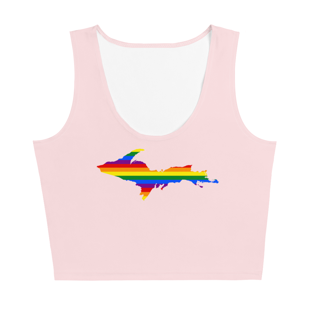 Michigan Upper Peninsula Crop Tank (w/ UP Rainbow Pride Flag) | Pale Pink