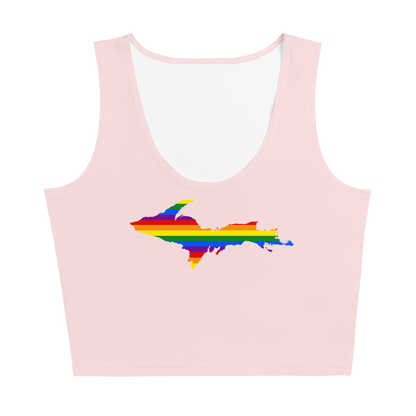 Michigan Upper Peninsula Crop Tank (w/ UP Rainbow Pride Flag) | Pale Pink