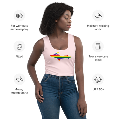 Michigan Upper Peninsula Crop Tank (w/ UP Rainbow Pride Flag) | Pale Pink