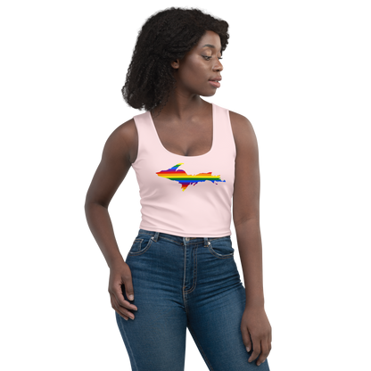 Michigan Upper Peninsula Crop Tank (w/ UP Rainbow Pride Flag) | Pale Pink