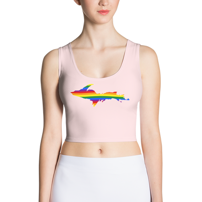 Michigan Upper Peninsula Crop Tank (w/ UP Rainbow Pride Flag) | Pale Pink