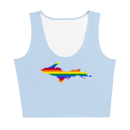 Michigan Upper Peninsula Crop Tank (w/ UP Rainbow Pride Flag) | Light Blue