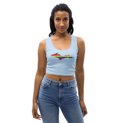 Michigan Upper Peninsula Crop Tank (w/ UP Rainbow Pride Flag) | Light Blue