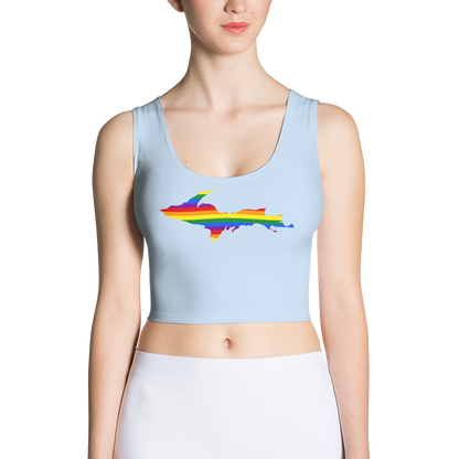 Michigan Upper Peninsula Crop Tank (w/ UP Rainbow Pride Flag) | Light Blue