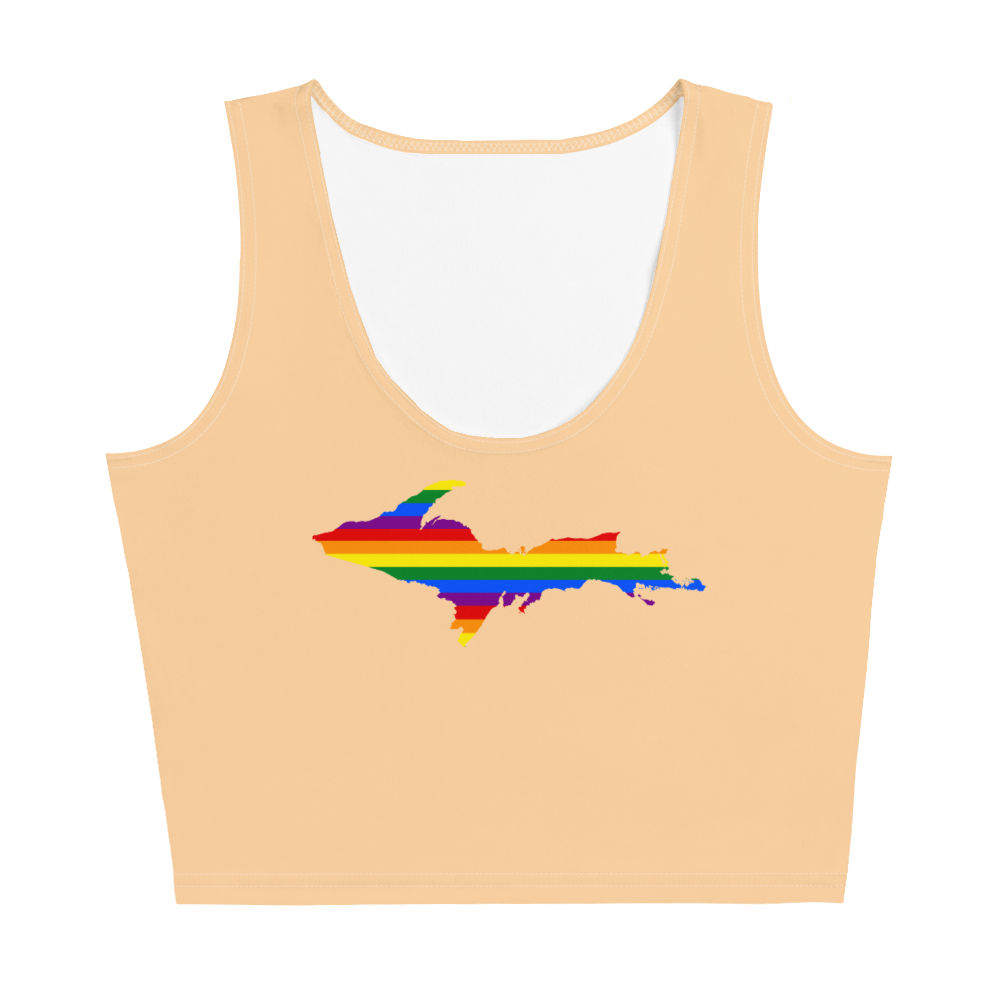 Michigan Upper Peninsula Crop Tank (w/ UP Rainbow Pride Flag) | Pale Apricot