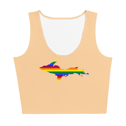 Michigan Upper Peninsula Crop Tank (w/ UP Rainbow Pride Flag) | Pale Apricot