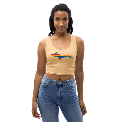 Michigan Upper Peninsula Crop Tank (w/ UP Rainbow Pride Flag) | Pale Apricot