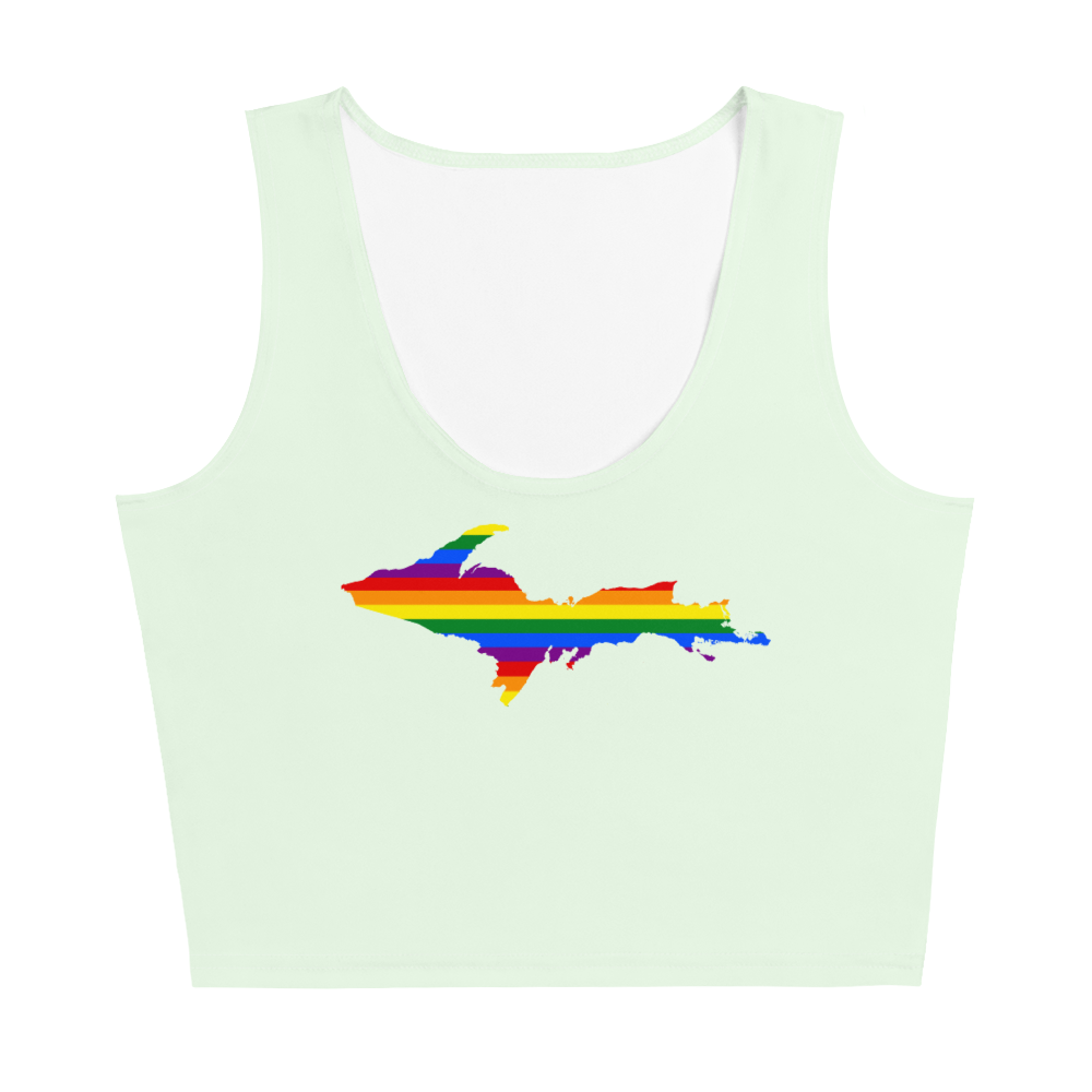 Michigan Upper Peninsula Crop Tank (w/ UP Rainbow Pride Flag) | Dew Green