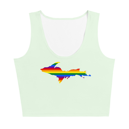 Michigan Upper Peninsula Crop Tank (w/ UP Rainbow Pride Flag) | Dew Green