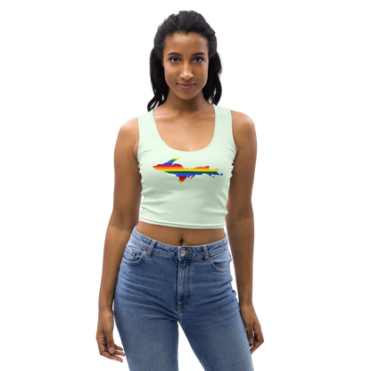 Michigan Upper Peninsula Crop Tank (w/ UP Rainbow Pride Flag) | Dew Green