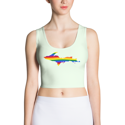 Michigan Upper Peninsula Crop Tank (w/ UP Rainbow Pride Flag) | Dew Green