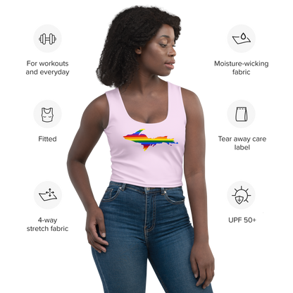 Michigan Upper Peninsula Crop Tank (w/ UP Rainbow Pride Flag) | Pale Lavender