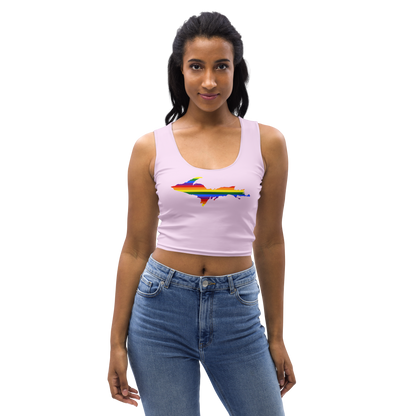 Michigan Upper Peninsula Crop Tank (w/ UP Rainbow Pride Flag) | Pale Lavender