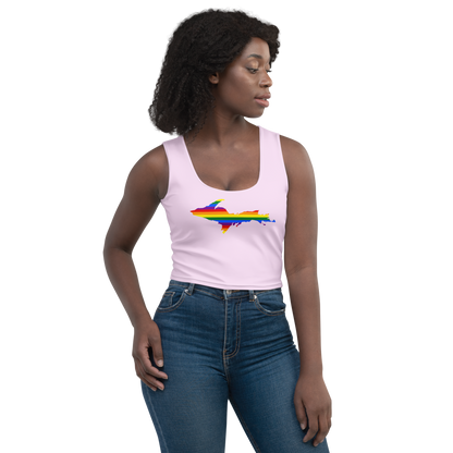 Michigan Upper Peninsula Crop Tank (w/ UP Rainbow Pride Flag) | Pale Lavender