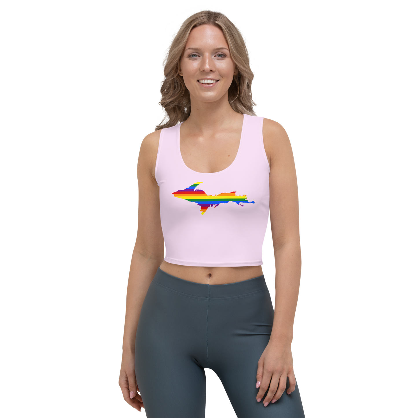 Michigan Upper Peninsula Crop Tank (w/ UP Rainbow Pride Flag) | Pale Lavender