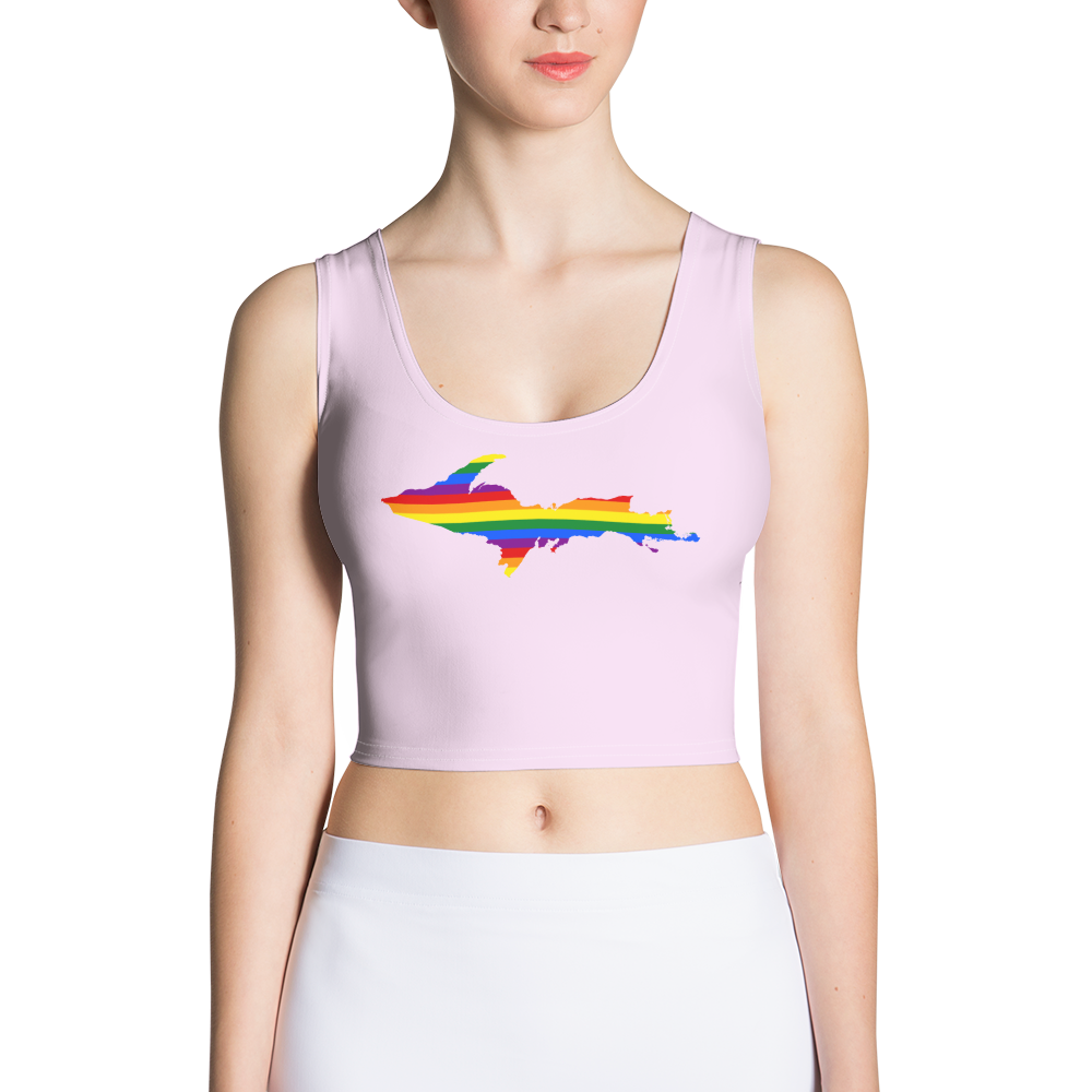 Michigan Upper Peninsula Crop Tank (w/ UP Rainbow Pride Flag) | Pale Lavender